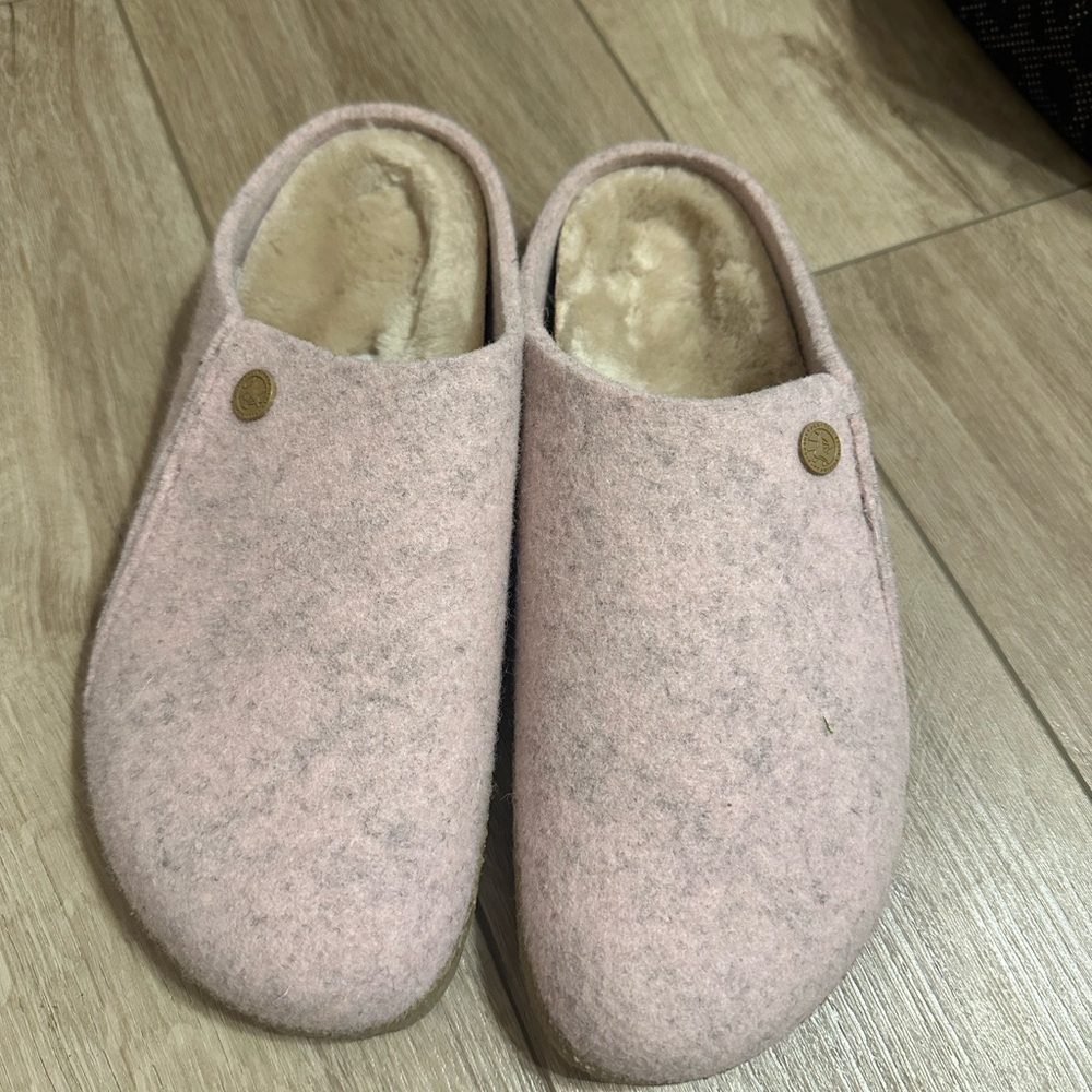Cute pink fuzzy Birkenstocks
